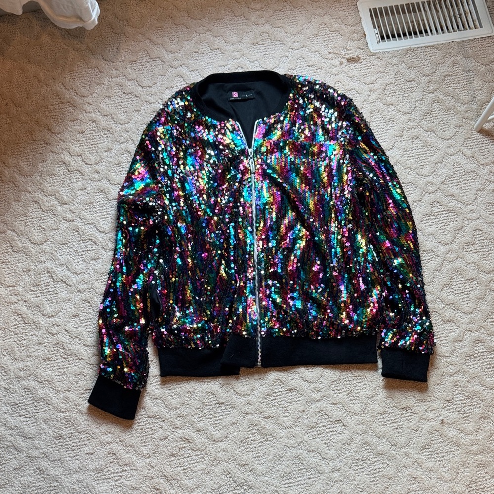 Amazon Multicolor Sequin Bomber Jacket